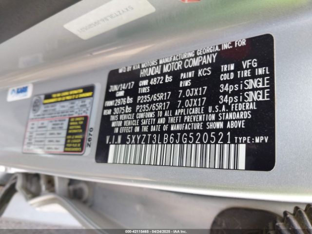 5XYZT3LB6JG520521 Hyundai Santa Fe Sport 2.4l