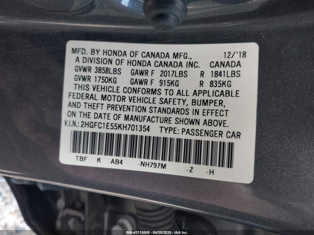 Honda CIVIC SI 2019 2HGFC1E55KH701354 Image 9