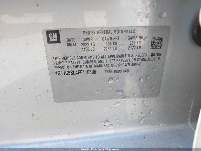 1G11C5SL4FF110306 Chevrolet MALIBU 1LT