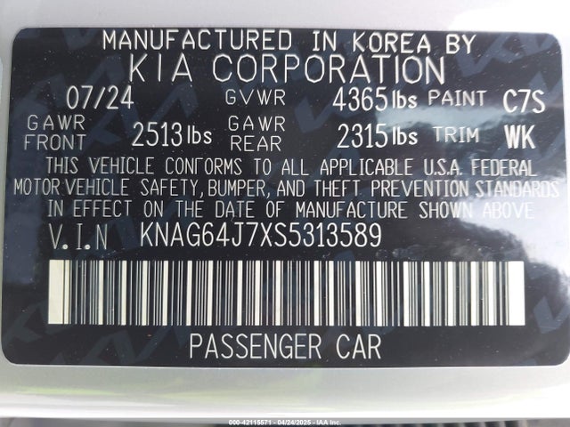 KNAG64J7XS5313589 KIA K5 Gt-line