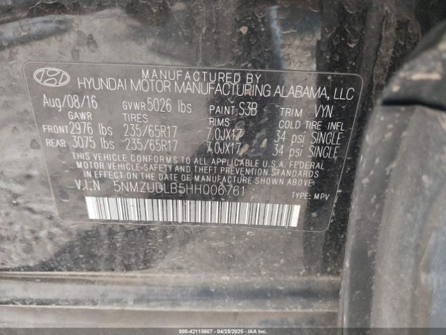 5NMZUDLB5HH006761 Hyundai Santa Fe Sport 2.4l