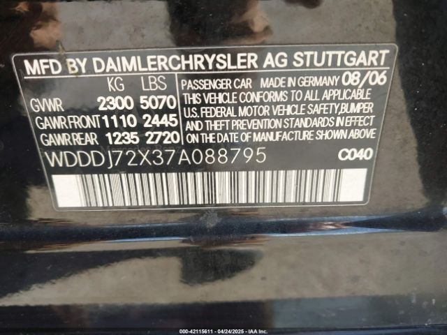 2007 MERCEDES-BENZ CLS 550 WDDDJ72X37A088795 Photo 8