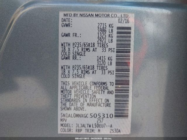 5N1AL0MNXGC505310 Infiniti QX60