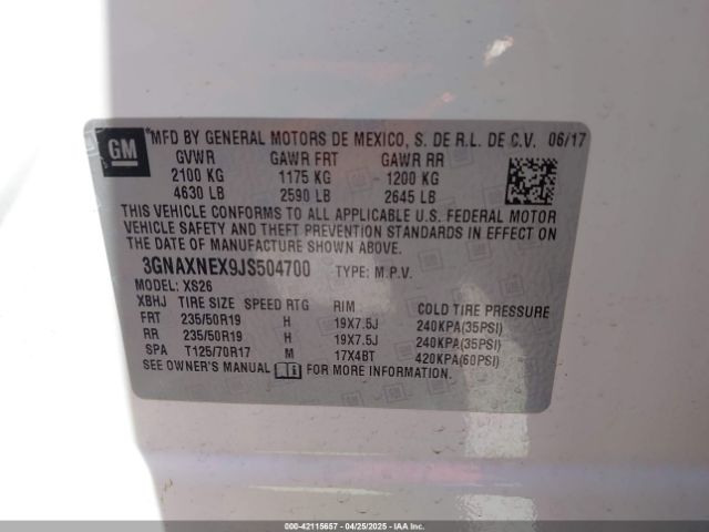 3GNAXNEX9JS504700 Chevrolet Equinox Premier