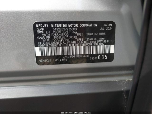 2024 MITSUBISHI OUTLANDER JA4J3WA81RZ084206 Photo 8