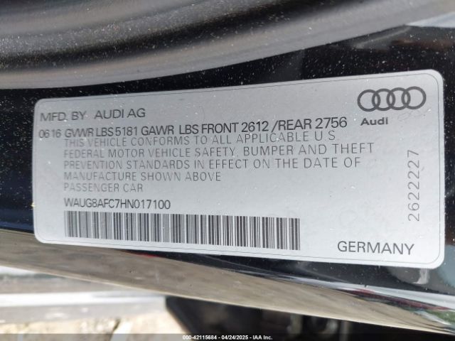 WAUG8AFC7HN017100 Audi A6 2.0t Premium