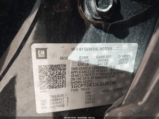 1GCPTDE11L1126736 Chevrolet Colorado 4wd  Short Box Z71