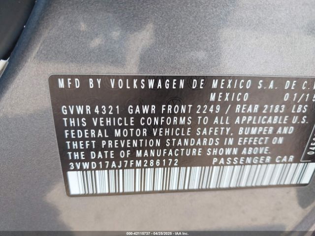 3VWD17AJ7FM286172 Volkswagen Jetta 1.8t Se