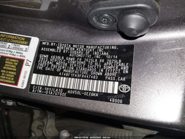 4T4BF1FK9FR447483 Toyota CAMRY XLE