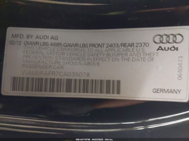 2012 AUDI A5 WAUVFAFR7CA035078 Photo 8