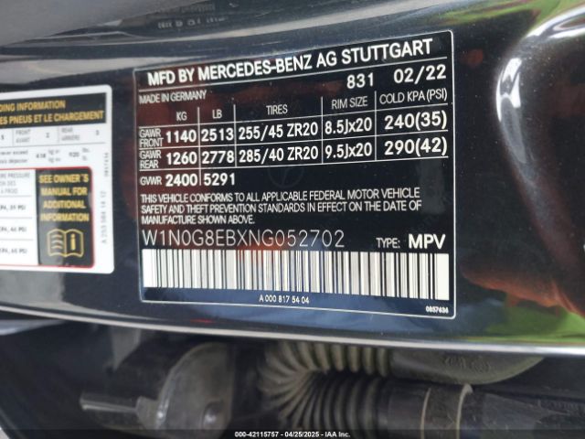 2022 MERCEDES-BENZ GLC 300 W1N0G8EBXNG052702 Photo 8