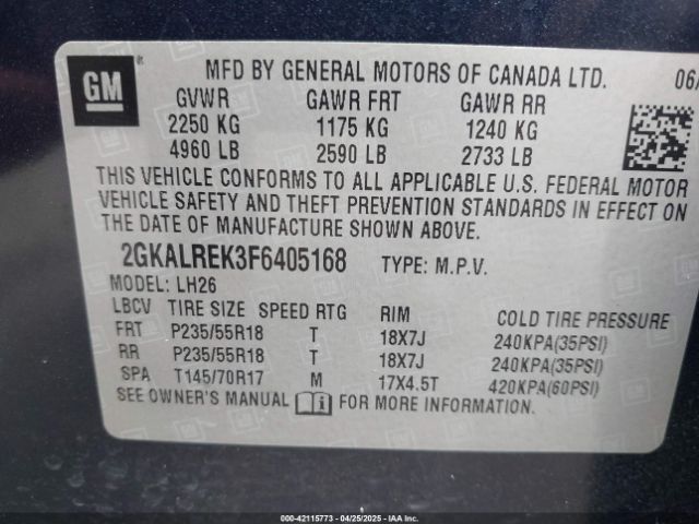 2GKALREK3F6405168 GMC Terrain Sle-2