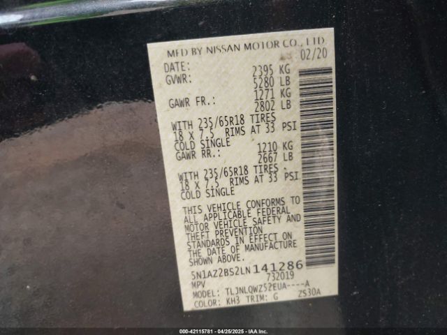 2020 NISSAN MURANO 5N1AZ2BS2LN141286 Photo 8