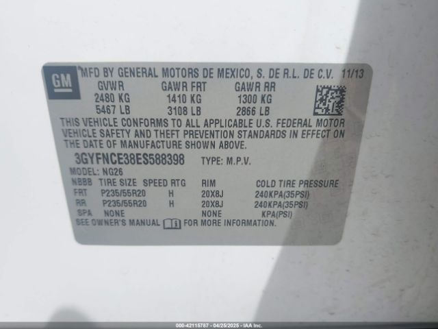3GYFNCE38ES588398 Cadillac Srx Performance Collection