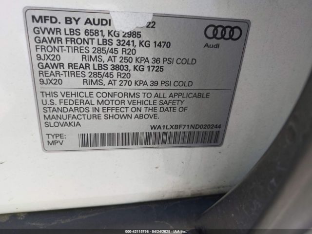 2022 AUDI Q7 WA1LXBF71ND020244 Photo 8