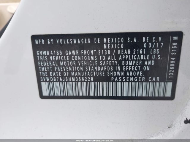 3VWDB7AJ8HM356228 Volkswagen Jetta 1.4t Se