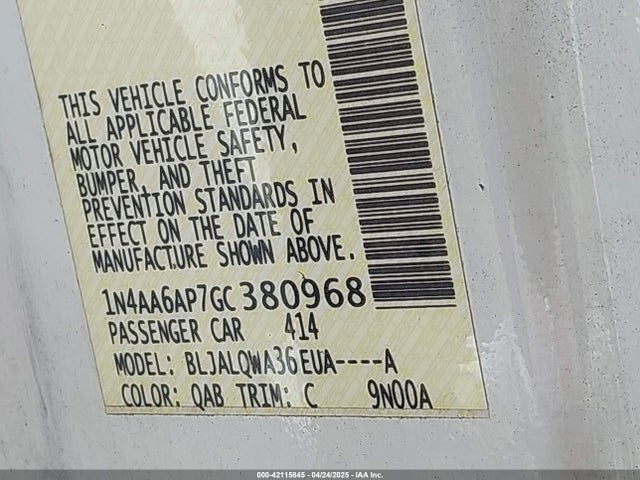 Nissan Maxima 3.5 S 2016 1N4AA6AP7GC380968 Image 9