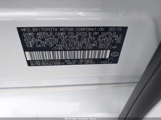 JTHBE1BL6FA011478 Lexus GS 350
