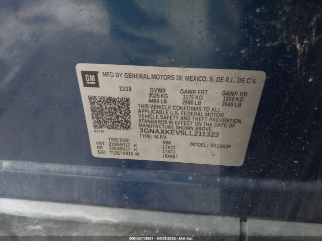 2020 CHEVROLET EQUINOX 3GNAXKEV5LL211323 Photo 8
