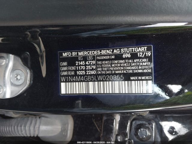 W1N4M4GB5LW020355 Mercedes-Benz GLB 250