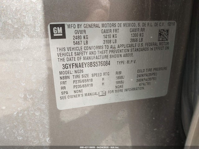 2011 CADILLAC SRX 3GYFNAEY8BS576084 Photo 8