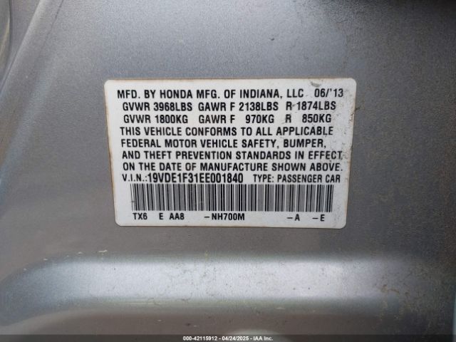 19VDE1F31EE001840 Acura Ilx 2.0l