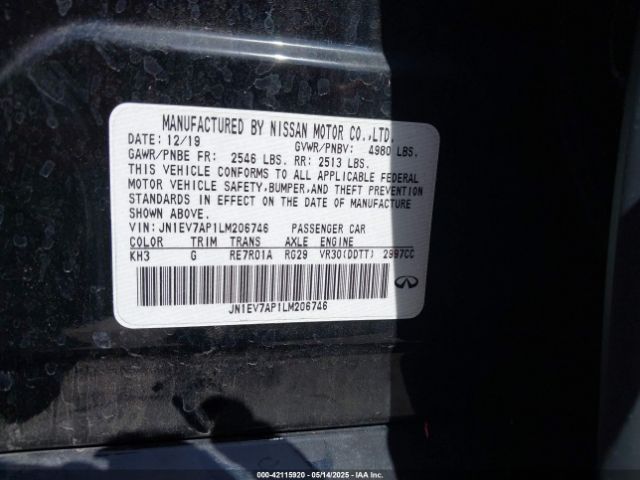 JN1EV7AP1LM206746 Infiniti Q50 LUXE