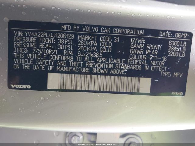 YV4A22PL0J1206129 Volvo Xc90 T6 Inscription