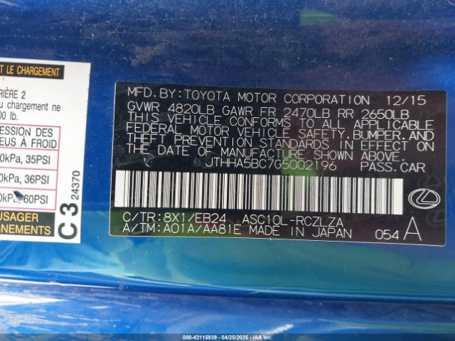 JTHHA5BC7G5002196 Lexus RC 200T