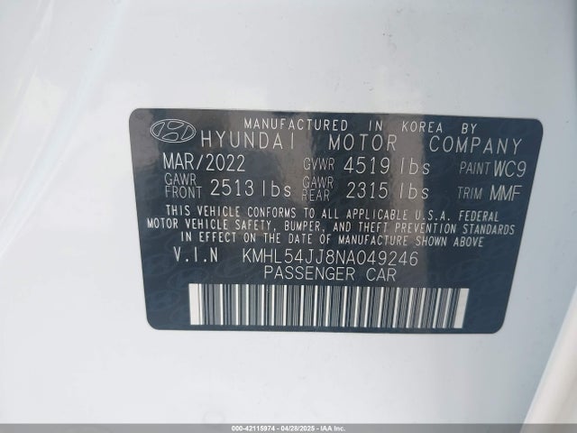 KMHL54JJ8NA049246 Hyundai Sonata Hybrid Limited