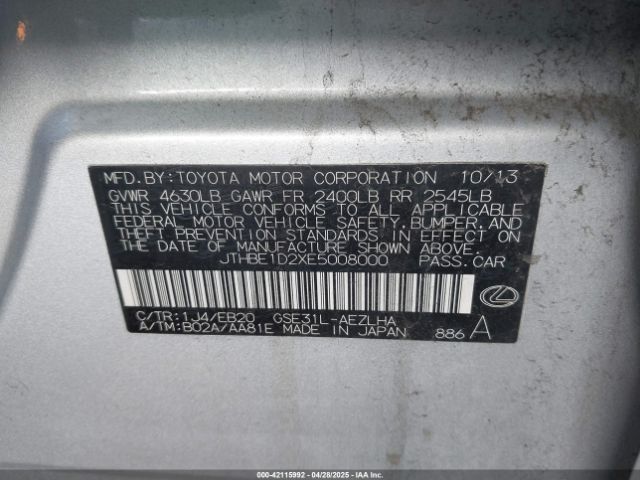 JTHBE1D2XE5008000 Lexus IS 350