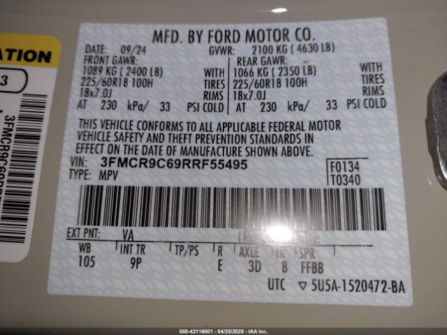 3FMCR9C69RRF55495 Ford Bronco Sport Outer Banks