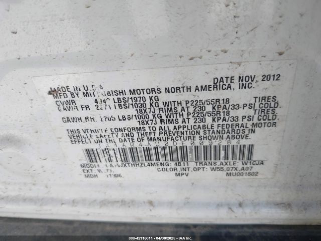 2013 MITSUBISHI OUTLANDER SPORT 4A4AR4AU0DE009284 Photo 8