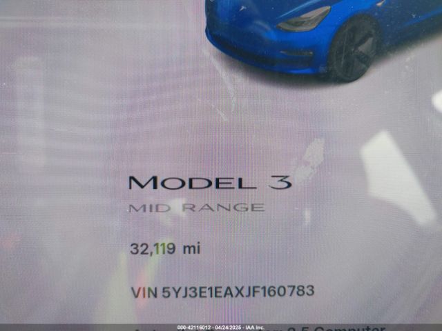 5YJ3E1EAXJF160783 Tesla Model 3 Long Range/mid Range