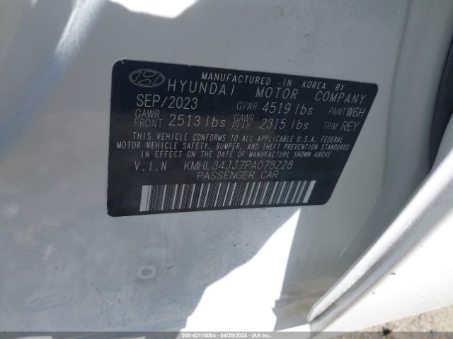 KMHL34JJ7PA078228 Hyundai Sonata Hybrid Sel