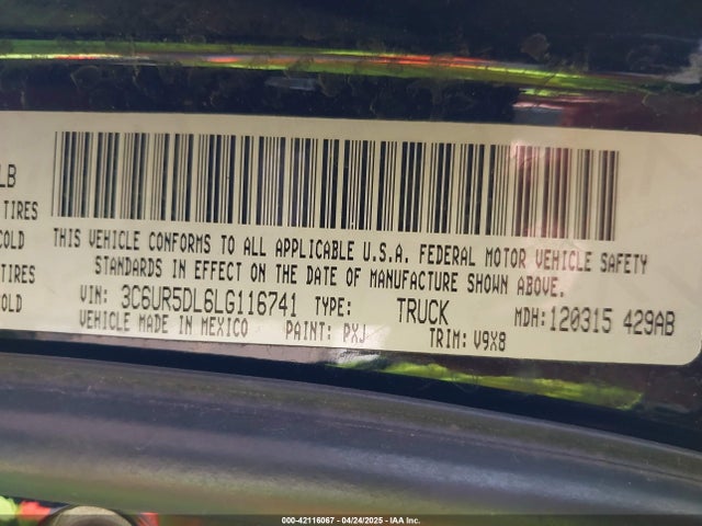 3C6UR5DL6LG116741 RAM 2500 Big Horn  4x4 6'4 Box