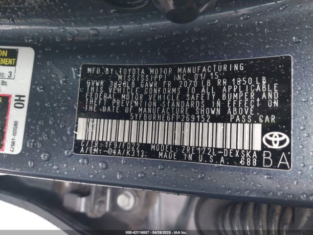 5YFBURHE6FP269152 Toyota Corolla S Plus