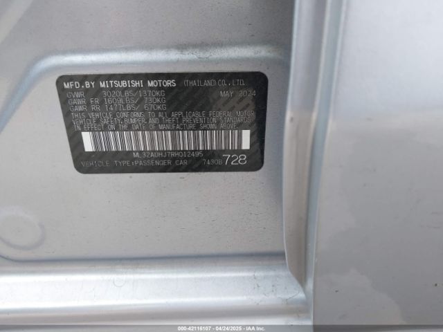 ML32AUHJ7RH012495 Mitsubishi Mirage Es/le