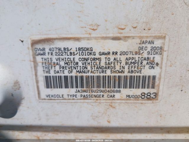 2009 MITSUBISHI LANCER JA3AU16U29U040688 Photo 8