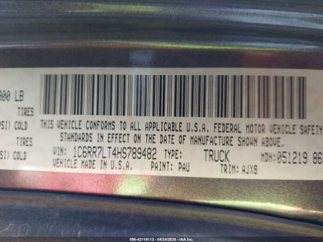1C6RR7LT4HS789482 RAM 1500 Lone Star Silver  4x4 5'7 Box