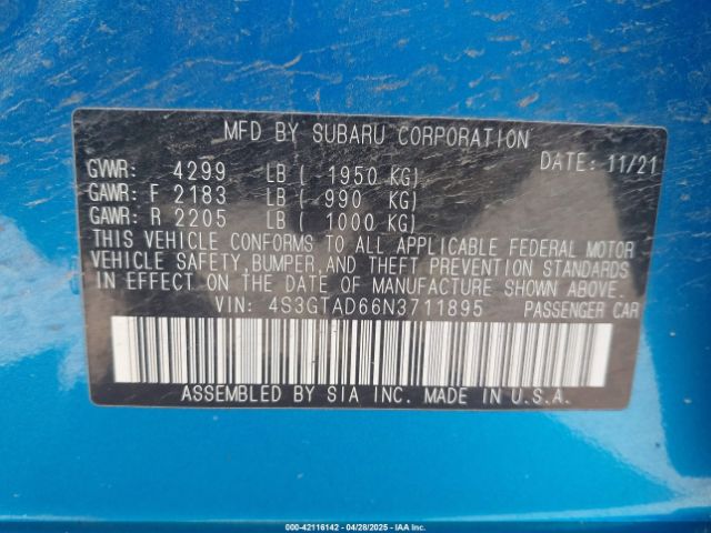 4S3GTAD66N3711895 Subaru Impreza Premium 5-door