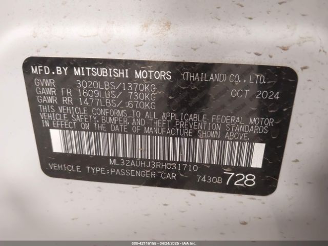 ML32AUHJ3RH031710 Mitsubishi Mirage Es/le