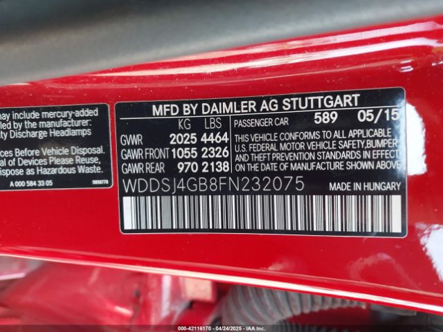 WDDSJ4GB8FN232075 Mercedes-Benz CLA 250 4MATIC