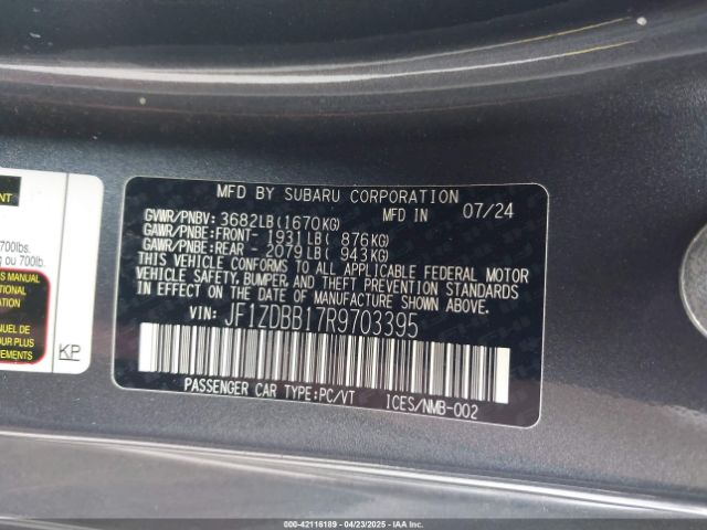JF1ZDBB17R9703395 Subaru Brz Premium