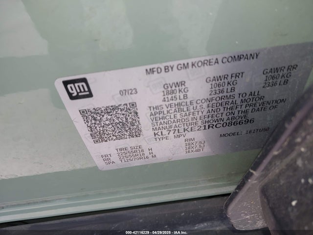 KL77LKE21RC086696 Chevrolet lih