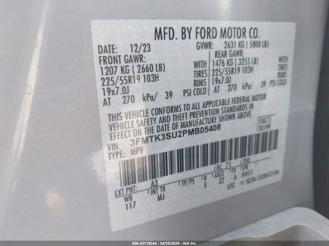 3FMTK3SU2PMB05408 Ford Mustang Mach-e Premium