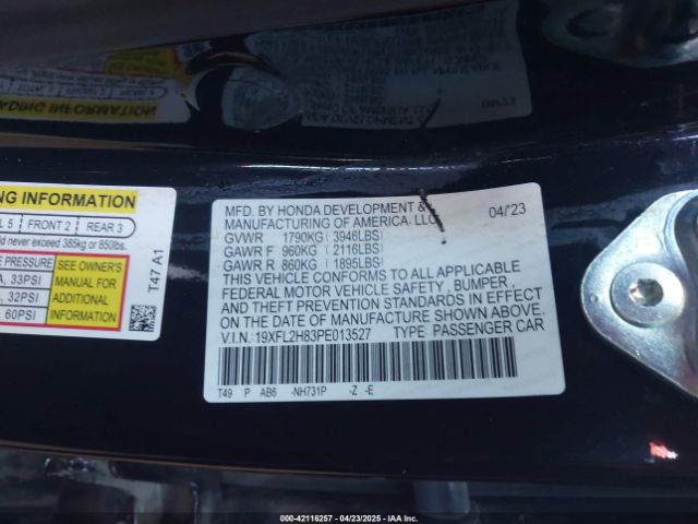 19XFL2H83PE013527 Honda Civic Sport