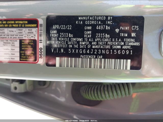 2022 KIA K5 5XXG64J23NG156091 Photo 8