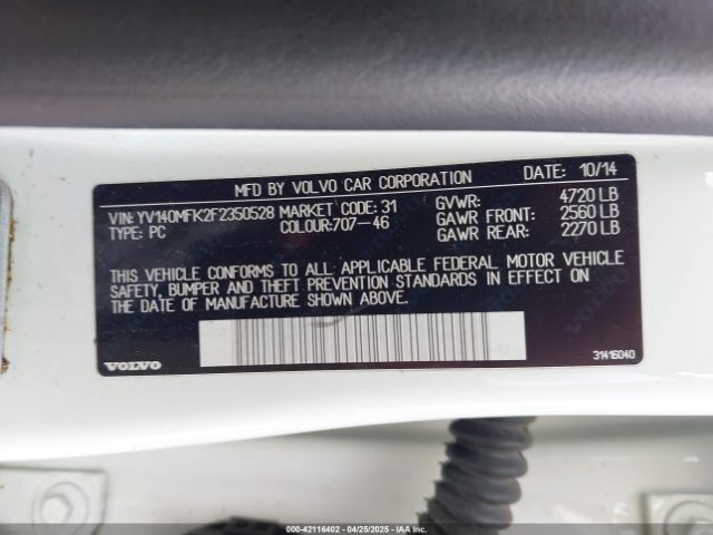2015 VOLVO S60 YV140MFK2F2350528 Photo 8