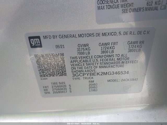 Chevrolet Silverado 1500 4wd  Short Bed Custom 2021 3GCPYBEK2MG346534 Image 9